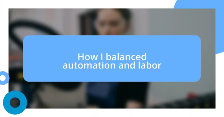 How I balanced automation and labor