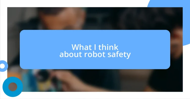 What I think about robot safety