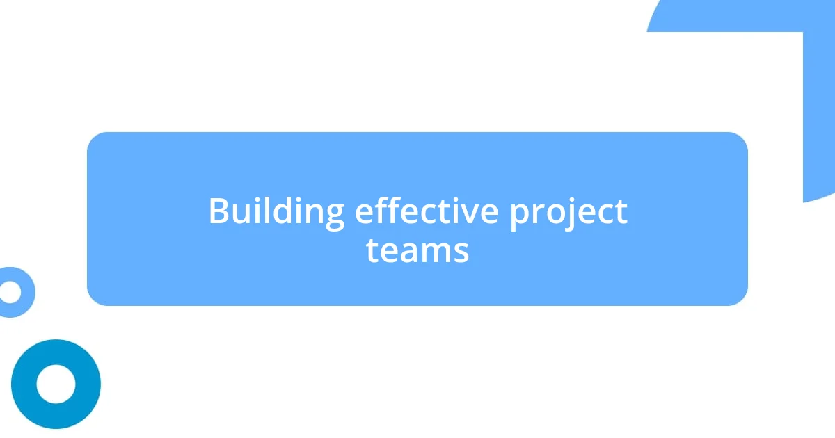 Building effective project teams